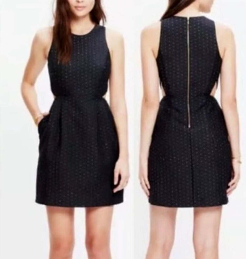 Madewell Metallic Pinpoint Side-Cutout Mini Dress